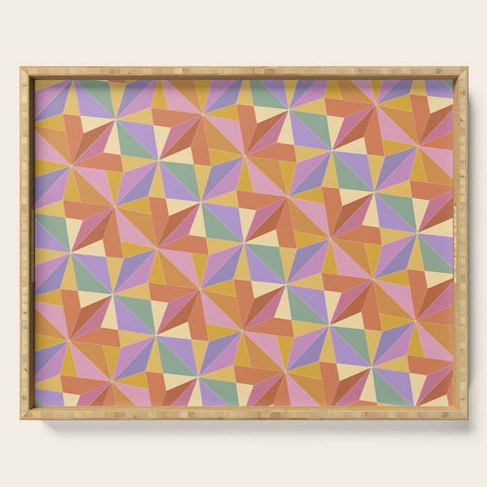 Kaleidoscope Tile Pattern VI Colorful Summer Serving Tray Gallery Image 1