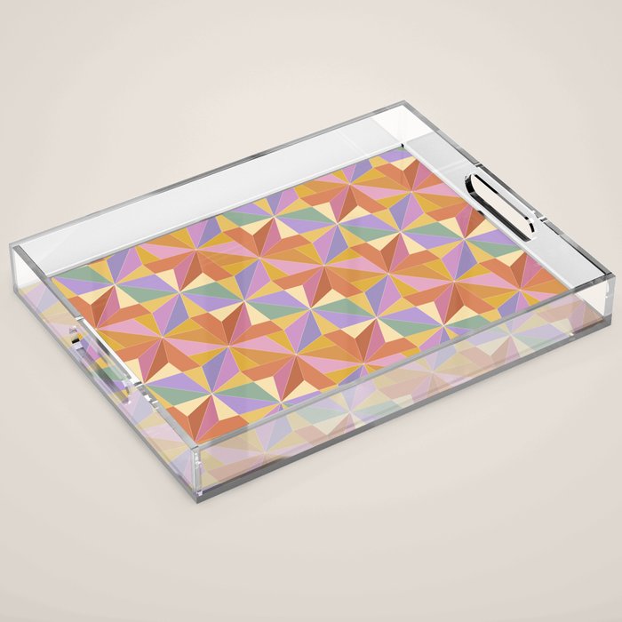 Kaleidoscope Tile Pattern VI Colorful Summer Acrylic Tray Gallery Image 1