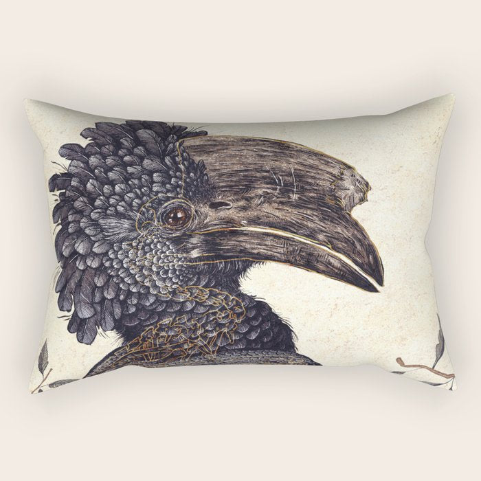 Silvery Cheeked Hornbill Rectangular Pillow Gallery Image 1