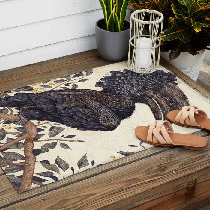 Silvery Cheeked Hornbill Outdoor Rug Gallery Image 2