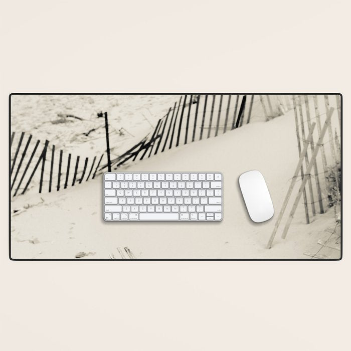 beach fence no. 7 - sea ocean nature photography  Desk Mat Gallery Image 1