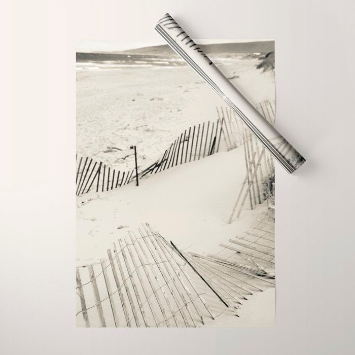 beach fence no. 7 - sea ocean nature photography  Wrapping Paper Gallery Image 1