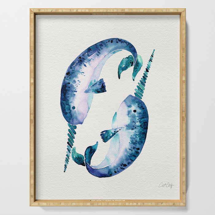 Blue Narwhals Serving Tray Gallery Image 1