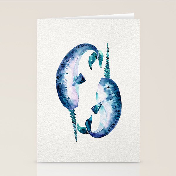 Blue Narwhals Stationery Card Gallery Image 2