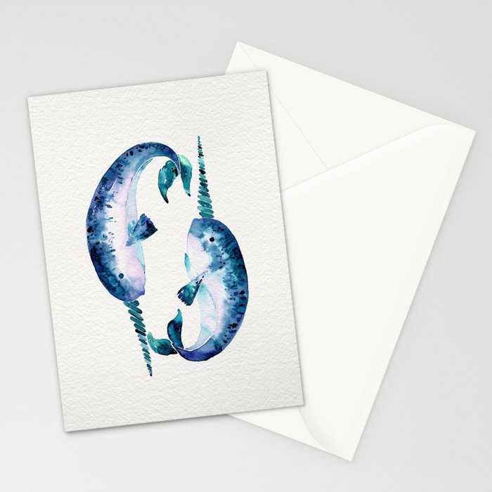 Blue Narwhals Stationery Card Gallery Image 2