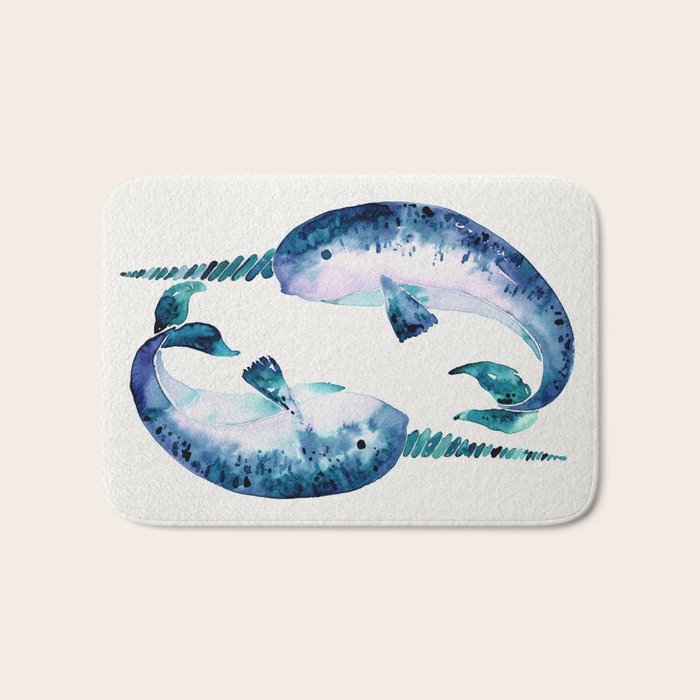 Blue Narwhals Bath Mat Gallery Image 1
