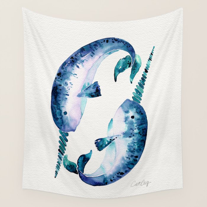 Blue Narwhals Wall Tapestry Gallery Image 4