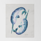 Blue Narwhals Throw Blanket Gallery Image 2