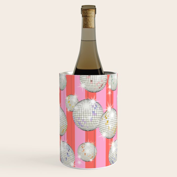 Striped Party Disco Ball Pink Wine Chiller Gallery Image 2