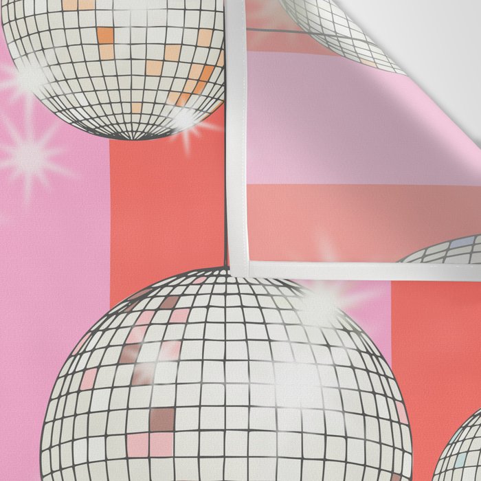 Striped Party Disco Ball Pink Wall Tapestry Gallery Image 3