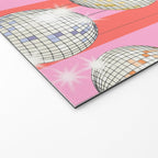 Striped Party Disco Ball Pink Welcome Mat Gallery Image 2