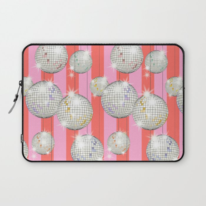 Striped Party Disco Ball Pink Laptop Sleeve Gallery Image 1