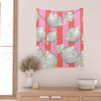 Striped Party Disco Ball Pink Wall Tapestry Gallery Image 2