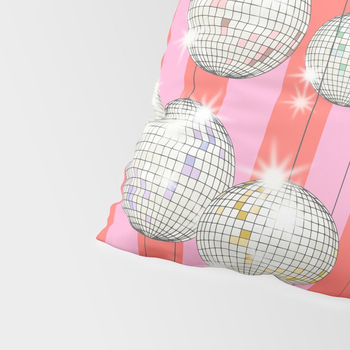 Striped Party Disco Ball Pink Pillow Sham Gallery Image 4