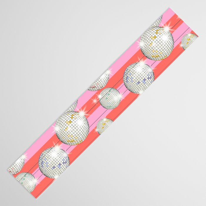 Striped Party Disco Ball Pink Table Runner Gallery Image 3