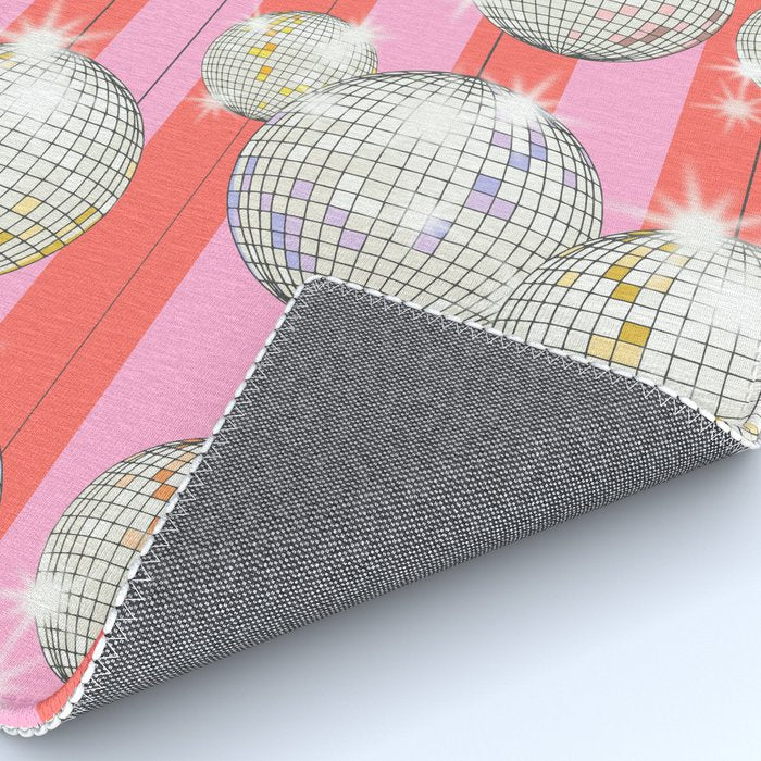 Striped Party Disco Ball Pink Rug Gallery Image 4