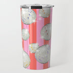 Striped Party Disco Ball Pink Travel Mug Gallery Image 1