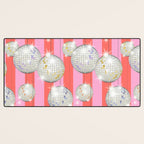 Striped Party Disco Ball Pink Desk Mat Gallery Image 3