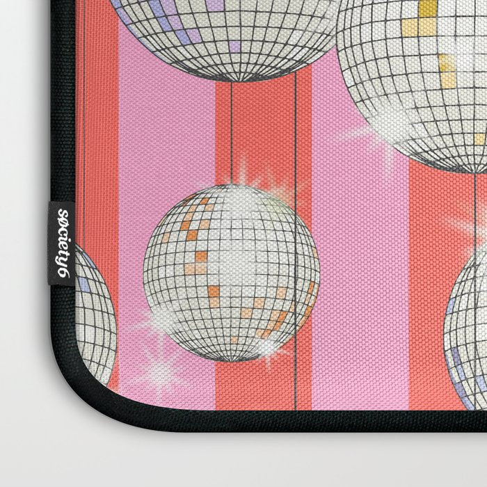 Striped Party Disco Ball Pink Laptop Sleeve Gallery Image 3