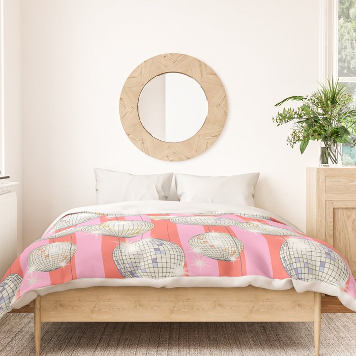 Striped Party Disco Ball Pink Duvet Cover Gallery Image 3