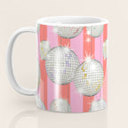 Striped Party Disco Ball Pink Coffee Mug Gallery Image 3