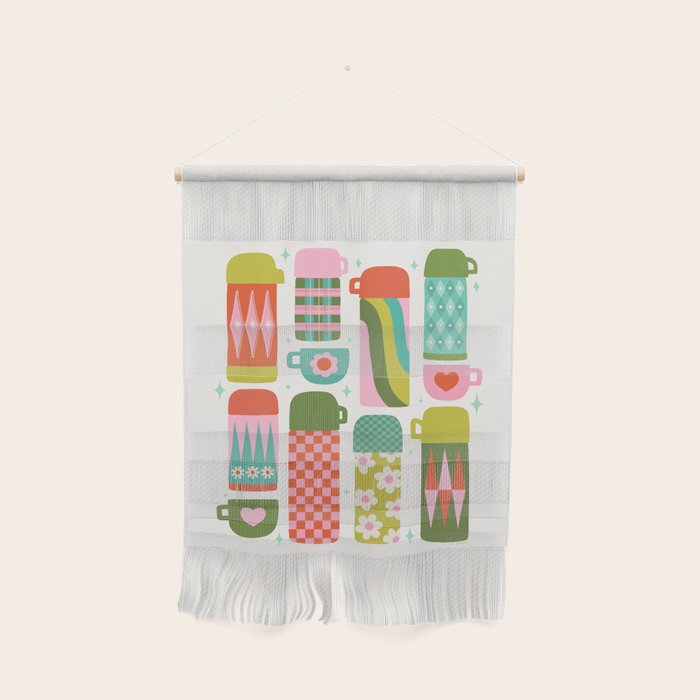 Retro Coffee Thermoses Multicolor on White Wall Hanging Gallery Image 1