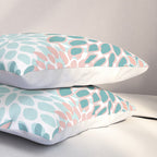 Festive, Modern, Floral Prints, Teal and Coral Pillow Sham Gallery Image 3