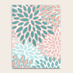 Festive, Modern, Floral Prints, Teal and Coral Notebook Gallery Image 4