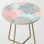 Festive, Modern, Floral Prints, Teal and Coral Side Table Gallery Image 2