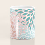 Festive, Modern, Floral Prints, Teal and Coral Coffee Mug Gallery Image 4