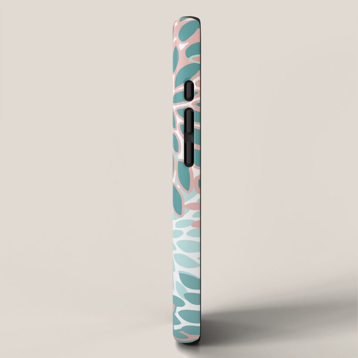 Festive, Modern, Floral Prints, Teal and Coral iPhone Case Gallery Image 2