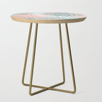 Festive, Modern, Floral Prints, Teal and Coral Side Table Gallery Image 1
