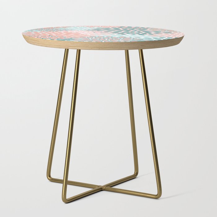 Festive, Modern, Floral Prints, Teal and Coral Side Table Gallery Image 1