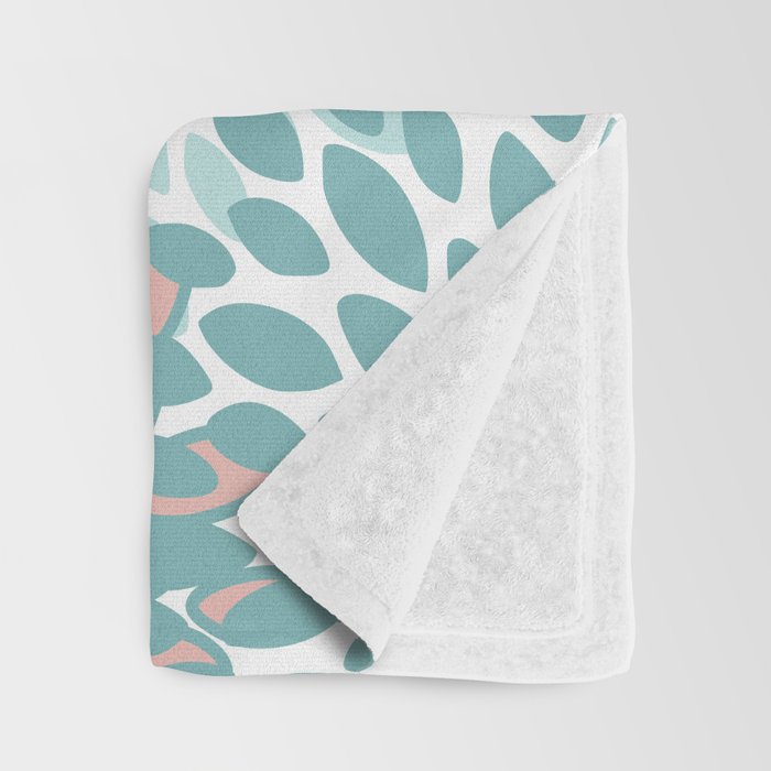 Festive, Modern, Floral Prints, Teal and Coral Throw Blanket Gallery Image 3