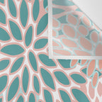 Festive, Modern, Floral Prints, Teal and Coral Wall Tapestry Gallery Image 3
