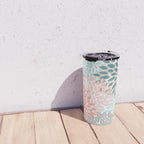 Festive, Modern, Floral Prints, Teal and Coral Travel Mug Gallery Image 4