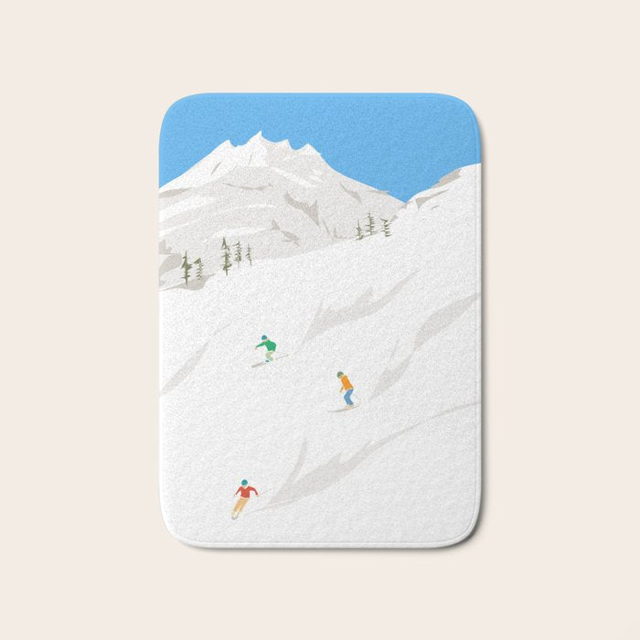 Snowy Mountain Skiers Bath Mat Gallery Image 1