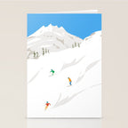 Snowy Mountain Skiers Stationery Card Gallery Image 2