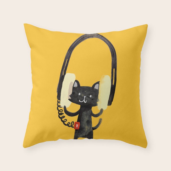 I Love Huge Headphone Throw Pillow Gallery Image 6