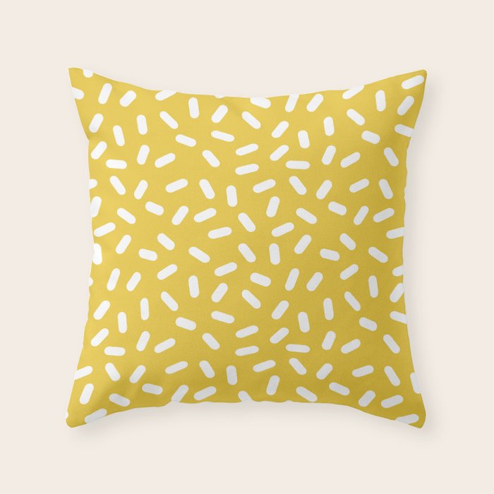 Somethin' Somethin' - yellow bright happy sprinkles pills dash pattern rad minimal prints Throw Pillow Gallery Image 6
