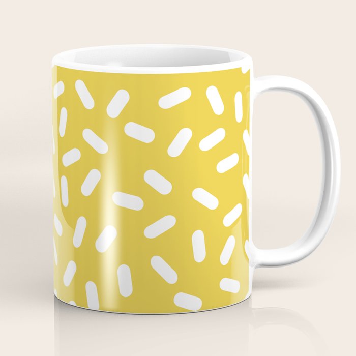 Somethin' Somethin' - yellow bright happy sprinkles pills dash pattern rad minimal prints Coffee Mug Gallery Image 1