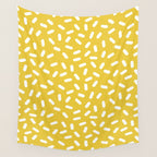 Somethin' Somethin' - yellow bright happy sprinkles pills dash pattern rad minimal prints Wall Tapestry Gallery Image 4