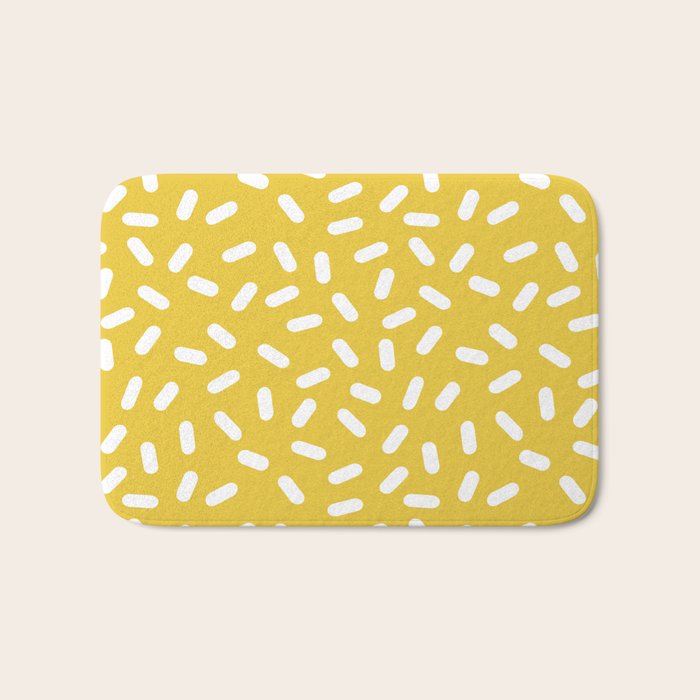 Somethin' Somethin' - yellow bright happy sprinkles pills dash pattern rad minimal prints Bath Mat Gallery Image 1