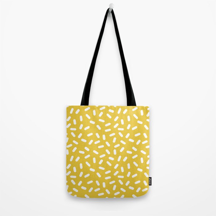 Somethin' Somethin' - yellow bright happy sprinkles pills dash pattern rad minimal prints Tote Bag Gallery Image 2