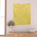 Somethin' Somethin' - yellow bright happy sprinkles pills dash pattern rad minimal prints Wall Tapestry Gallery Image 2
