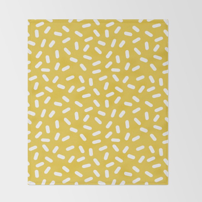 Somethin' Somethin' - yellow bright happy sprinkles pills dash pattern rad minimal prints Throw Blanket Gallery Image 2