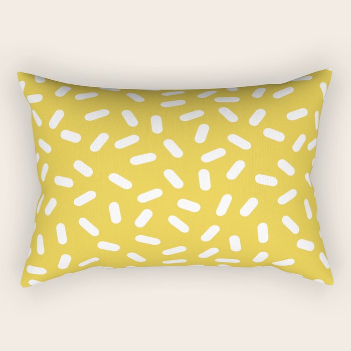 Somethin' Somethin' - yellow bright happy sprinkles pills dash pattern rad minimal prints Rectangular Pillow Gallery Image 1