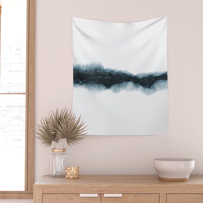 Abstract Watercolor Teal Turquoise Painting Wall Tapestry Gallery Image 2