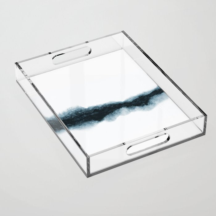 Abstract Watercolor Teal Turquoise Painting Acrylic Tray Gallery Image 1