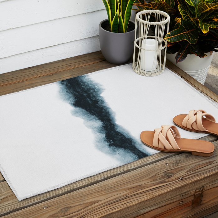 Abstract Watercolor Teal Turquoise Painting Outdoor Rug Gallery Image 2